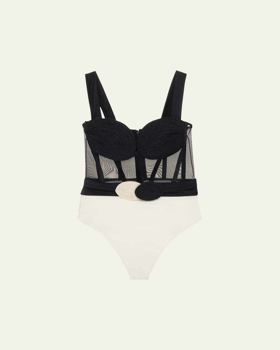 Jersey Sands Braided Corset One-Piece Swimsuit